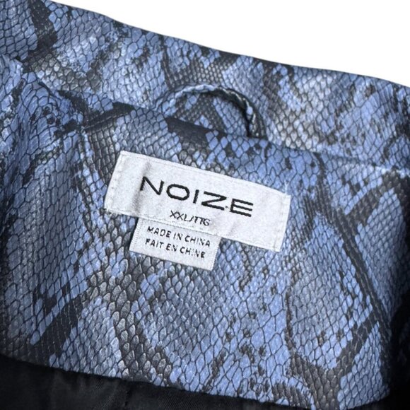 NOIZE Faux Vegan LEATHER Blue Snake Skin Cropped Bomber Glam Jacket Womens 2XL - Picture 4 of 8